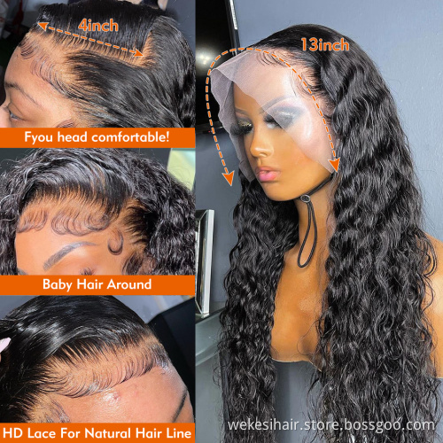 Loose Deep Wave Frontal Wig Full Lace Front Human Hair Wigs For Black Women 30 32 Inch HD Wet And Wavy Water Wave Lace Front Wig
